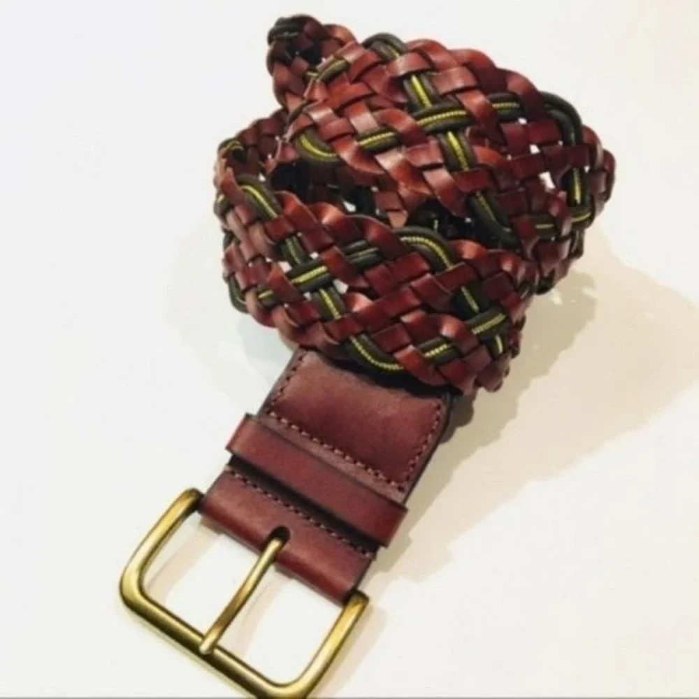 NWOT Brown/Black/ Gold Faux Leather Braided Belt